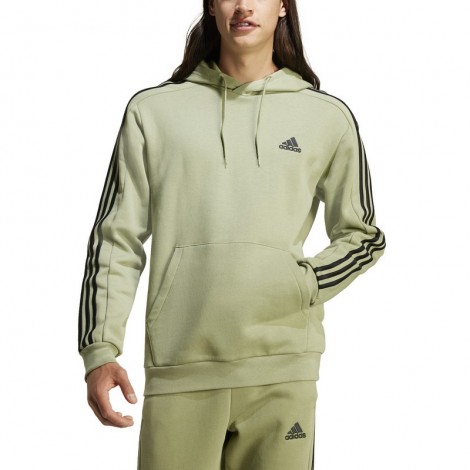 Felpa da Uomo Adidas Essential 3 Stripes colore Verde Militare Taglie Americane S